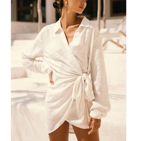 L*Space White Wrap Swim Coverup - Picture 2 of 8